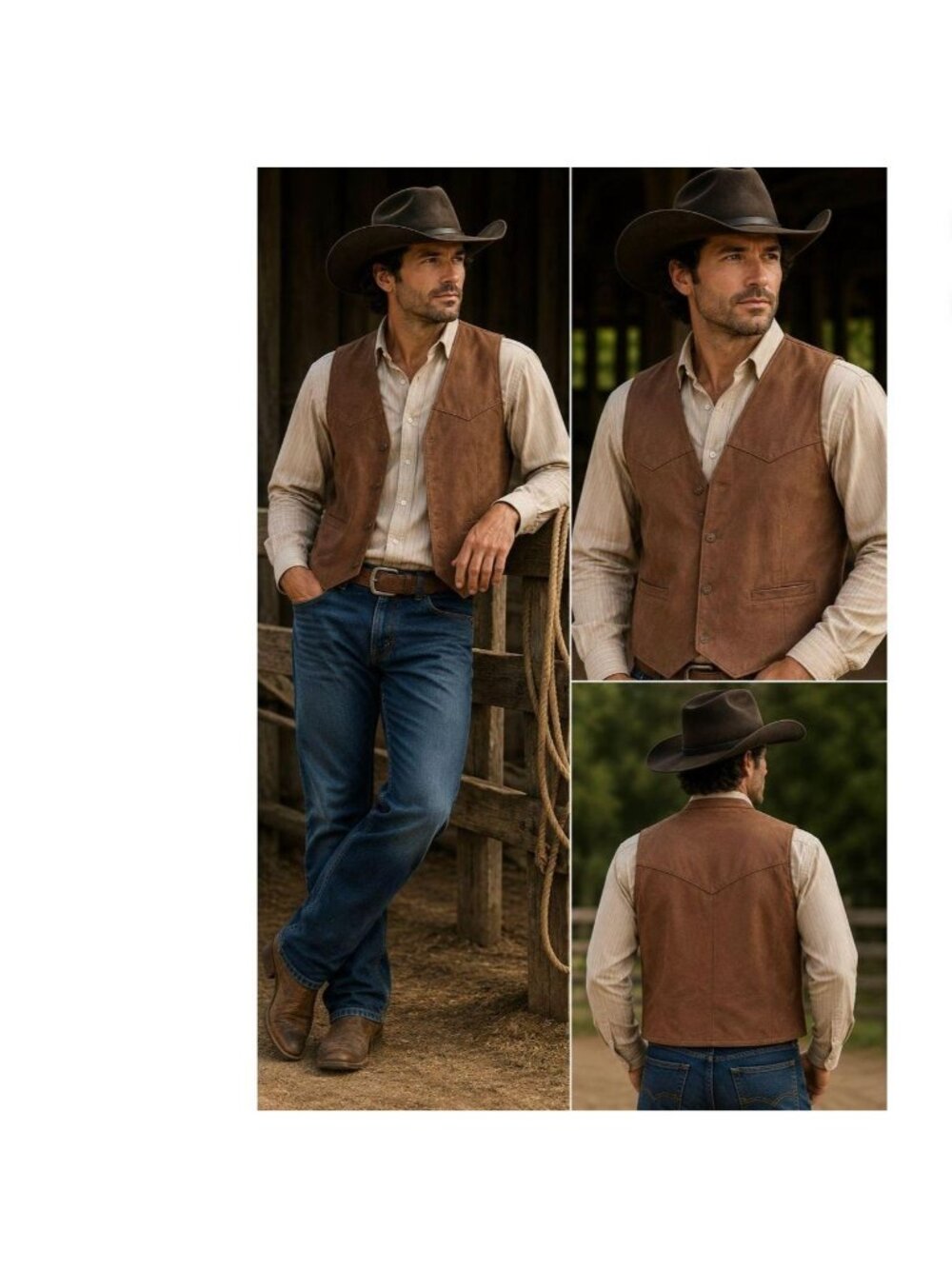 Scully Men's Brown Genuine Leather Western Button Front Vest 38
